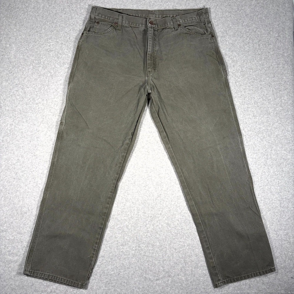 VTG Dickies Carpenter Jeans Mens 40x32 (Fits 38x31) Green Relaxed Fit Straight